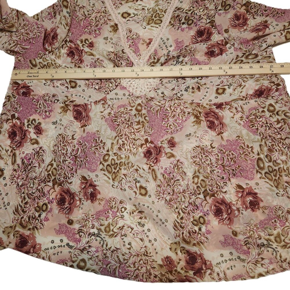 ❤️ 4/$20 Denim 24/7 top Women's 26W floral embellished blouse embroidery beaded - Picture 7 of 16